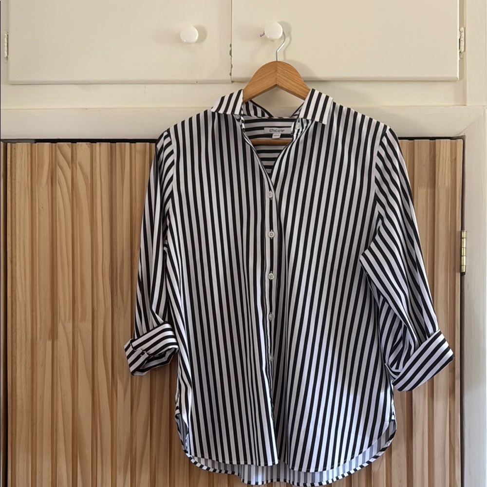 Chico's Monochrome Striped Women’s Shirt size 10/Medium